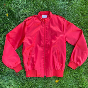 Vintage  80's NWOT Shiny Nylon Bomber Jacket Unisex S/M Red 100% Nylon USA